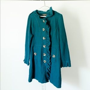 Talie Teal Jacket Cardigan Button Sweater